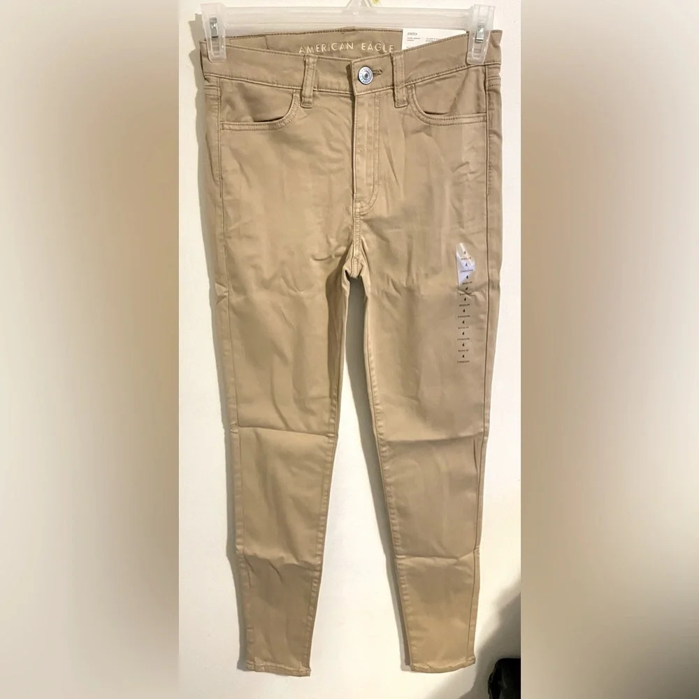 AE sz US 4 27W Hi-Rise jeggings stretch standard khaki NWT - Picture 8 of 9